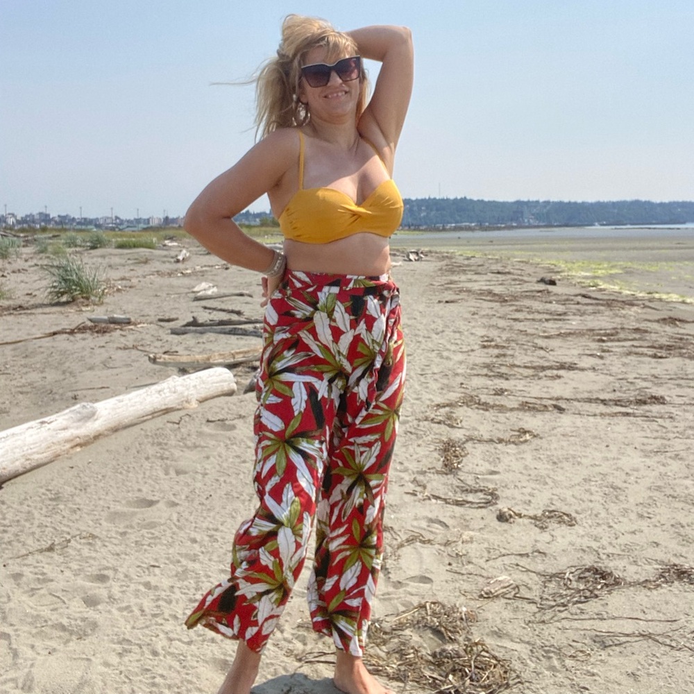 Japna linen/ rayon/cotton blend summer print pants